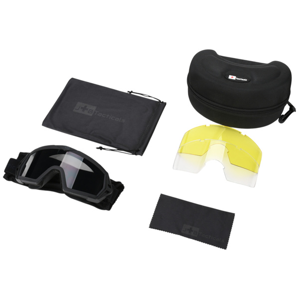 Gogle Taktyczne ANTIFOG UV + 3 Szybki JB Tacticals Czarne (JB-GLS-0002)