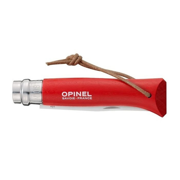 Nóż Składany OPINEL INOX Colorama N°8 Rzemień Red + Etui (001890)