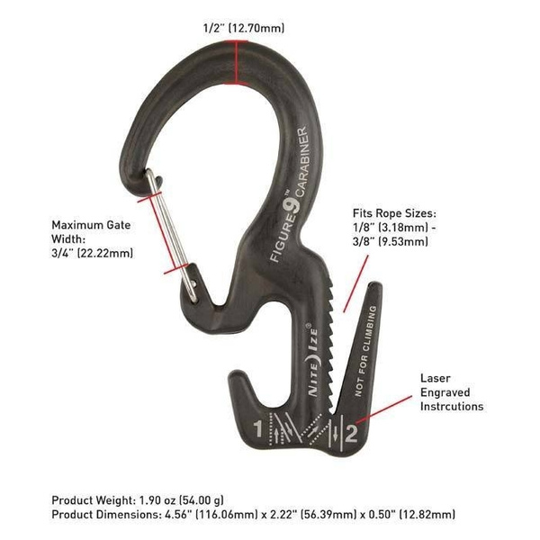 Aluminum Carabiner Nite Ize Figure 9 Large Black (C9L-02-01)