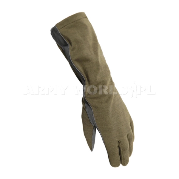 Rękawice Wojskowe Holenderskie Pilota Nomex Khaki Oryginał Demobil DB
