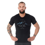 Koszulka Męska Z Krótkim Rękawem Termoaktywna Outdoor Wool Czarny Wilk (SS1265M)