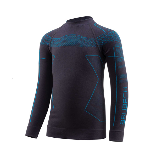 Bluza Termoaktywna Dziecięca Thermo Kids Brubeck Grafitowo/ Niebieski (LS1611K)