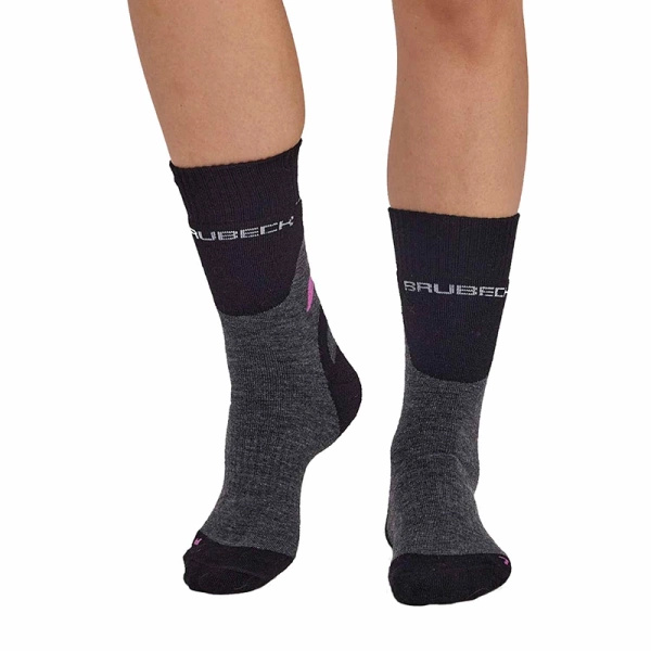 Skarpety Damskie Trekking Merino Brubeck Jasnoszaro / Pomarańczowe (SC5003W )