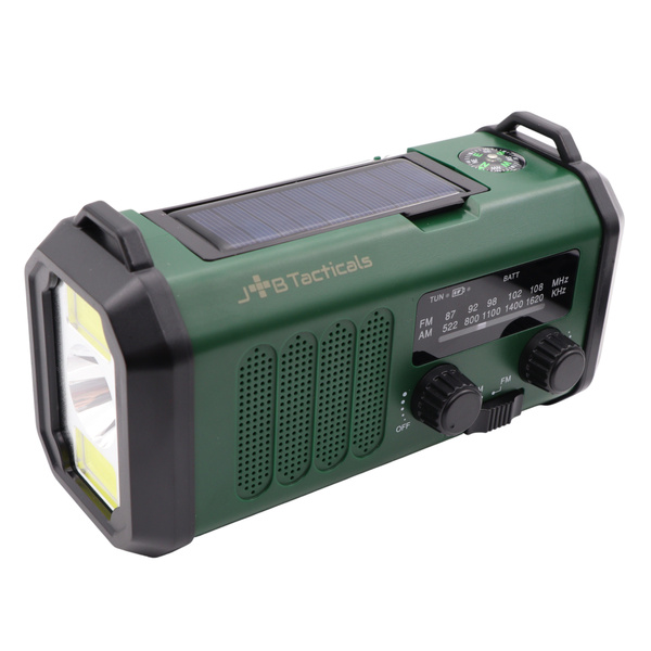 Radio Awaryjne Przenośne Solarne z Latarką, Lampką LED, SOS i Powerbankiem JB Tacticals (JB-09)