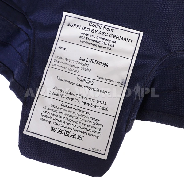 Kołnierz Do Kamizelki Taktycznej RAV 102/FCA/2013 Level IIIA Granatowy Oryginał Nowy