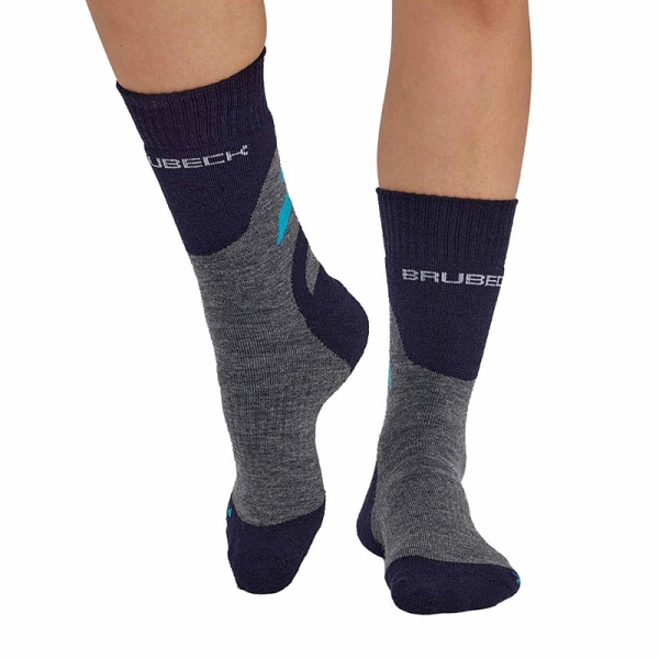 Skarpety Damskie Trekking Merino Brubeck Szaro / Turkusowe (SC5003W )