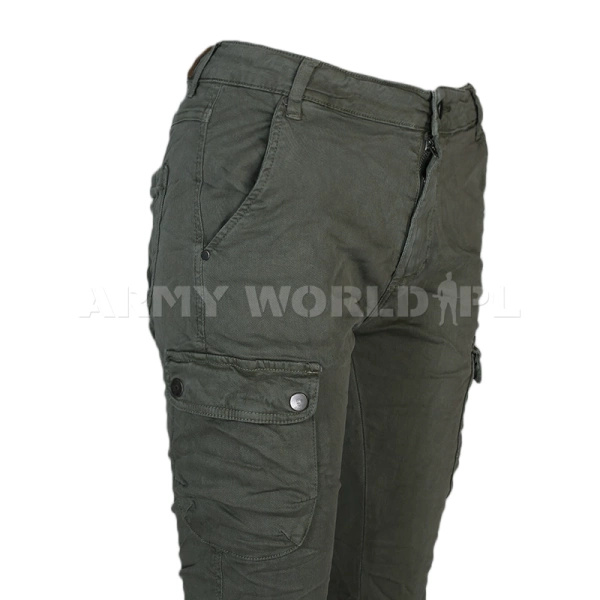 Spodnie Damskie Z Kieszeniami Olive 
