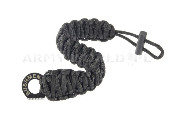 Bransoleta Paracord 6m Z Krzesiwem I Iskrownikiem Bushmen Czarna (BU BRCA 6)