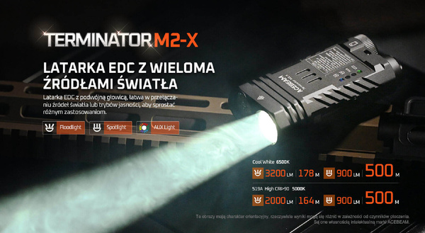 Latarka Ręczna Terminator M2-X 2000 lm Acebeam 5000k Szara
