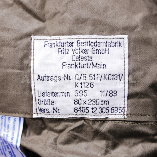 Śpiwór Puchowy Bundeswehr Mumia Volker Calesta Olive Oryginał Demobil BDB