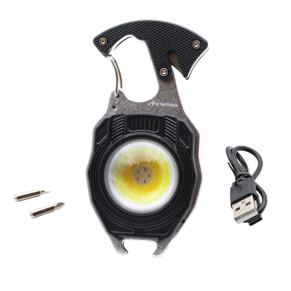 Lampka EDC COB z Pojedynczym Karabińczykiem 8w1 JB Tacticals Czarna