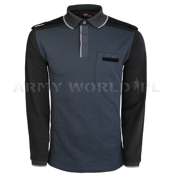 Koszulka Polo Długi Rękaw Sport Wool Szaro/Niebieska Oryginał Demobil