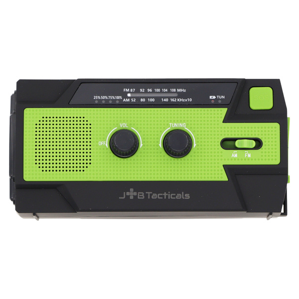 Radio Awaryjne Solarne z Latarką, Lampką LED, SOS i Powerbankiem JB Tacticals Zielone (JB-13)