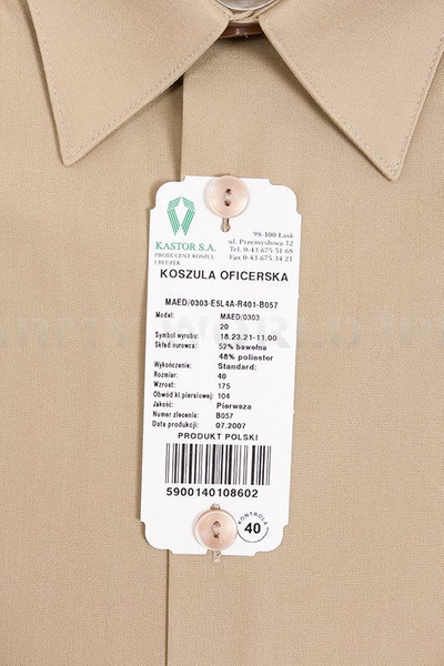 Officer's Long Sleeve Shirt 303/MON Original Khaki New - Set Of 10 Pieces