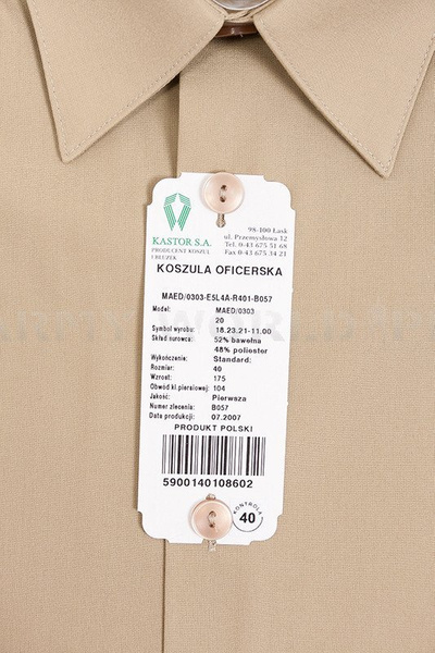 Koszula Oficerska Z Długimi Rękawami 303/MON Oryginał Khaki Nowa - Zestaw 10 Sztuk