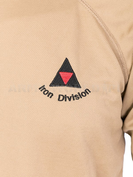 T-shirt Termoaktywny Coolmax Z Nadrukiem Iron Division Beż Oryginał Demobil DB