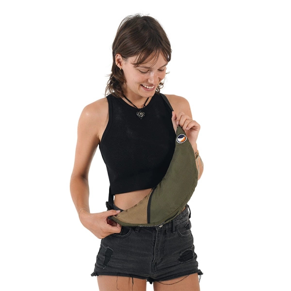 Torba Biodrowa / Nerka Upcycled Sling Back Ticket To The Moon Army Green / Brown (TMSLBR2408)