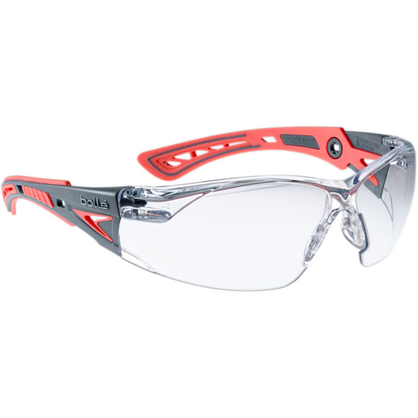 Safety Glasses Bolle Safety Rush+ Small Clear Red Temple Arms (RUSHPSPSIS)