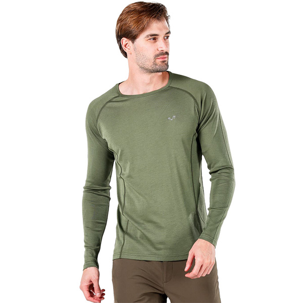 Koszulka Z Długim Rękawem Remus 100% Wełna Merino Woolona Zielona