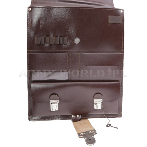 Torba Polowa Wojskowa Raportówka Skórzana Brązowa Oryginał Demobil II Gatunek
