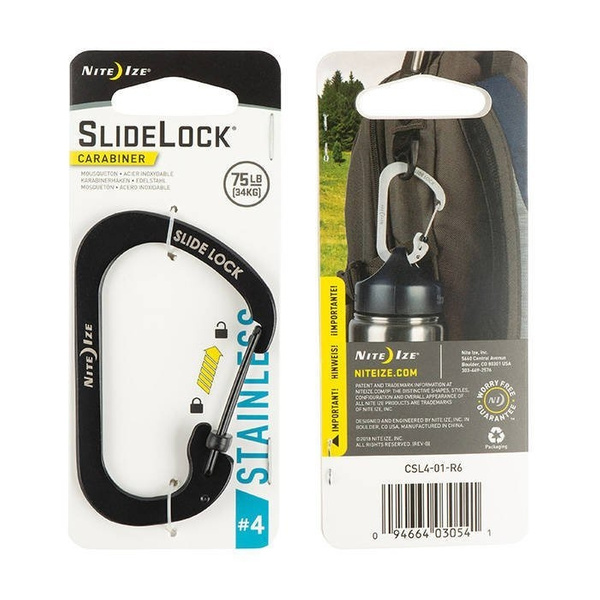 Steel Carabiner Nite Ize #4  SlideLock Black