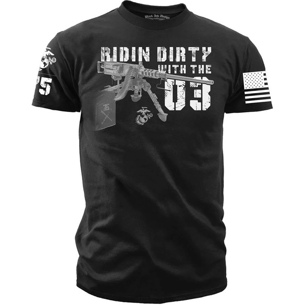 T-shirt US Marines RIdin' Dirty with the '03 7.62 Design Czarny (BIT-806BLK)