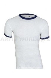 T-shirt Wojskowy Marynarski Holenderski Biały Z Lamówką Oryginał Nowy
