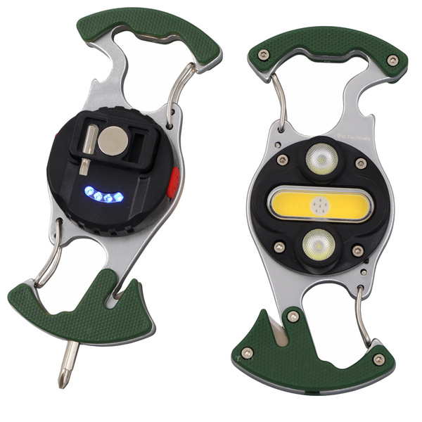 Lampka EDC COB LED z Podwójnym Karabińczykiem JB Tacticals Olive