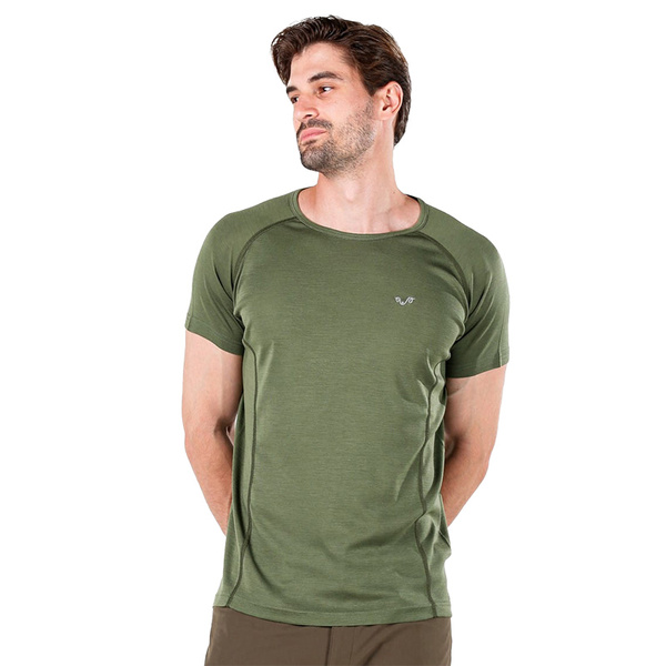 Koszulka Berg 100% Wełna Merino Woolona Ciemnozielona