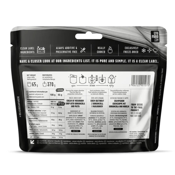 Liofilizowana Zupa Krem Grzybowa LYOFOOD 370 g