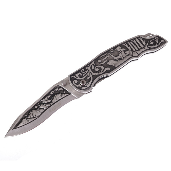 Nóż Składany Grawer N108 + Etui Kandar Szary