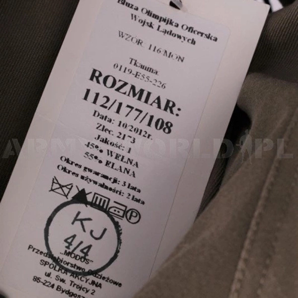 Bluza Olimpijka Oficerska Wojsk Lądowych 116/MON Olive Oryginał Nowa