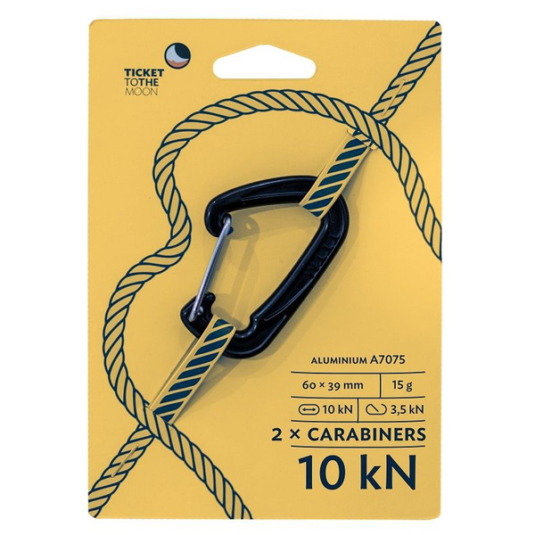 Karabińczyk 2x Aluminium Carabiner 10kN Ticket to the Moon Czarny (TMBINER10)