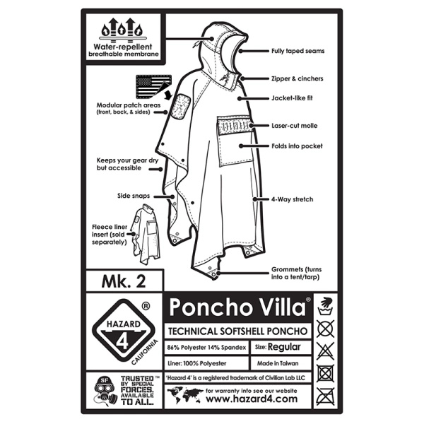 Poncho Technical Soft-Shell Villa 2020 Hazard4 Coyote