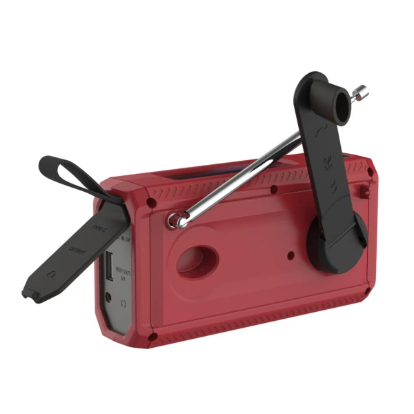 Radio Awaryjne Solarne z Powerbankiem 4500 mAh i Latarką LED Powerbankiem JB Tacticals Czerwone (JB-05)