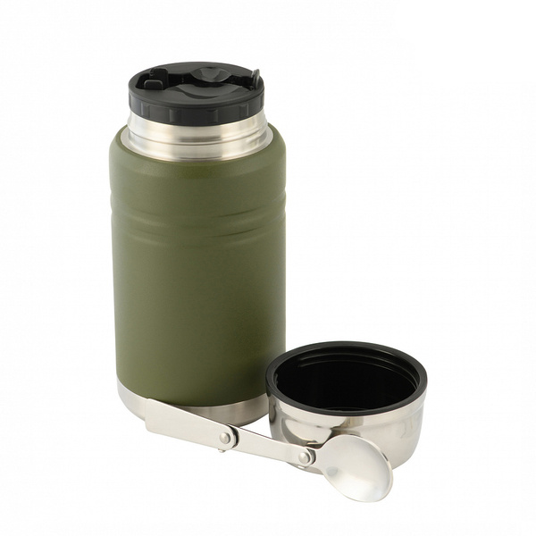 Termos Na Jedzenie Z Składaną Łyżką Ze Stali Nierdzewnej 750 ml M-Tac Olive (60056001)