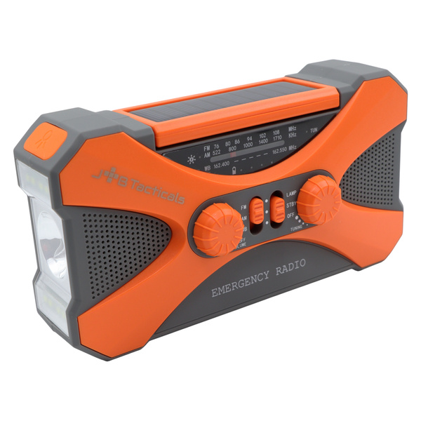 Radio Awaryjne Solarne z Latarką, Lampką LED, SOS i Powerbankiem JB Tacticals Pomarańczowe (JB-03)