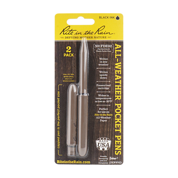 Zestaw Długopisów Rite in The Rain All-Weather Pocket Pen 2 Sztuki - Flat Dark Earth (FDE92)