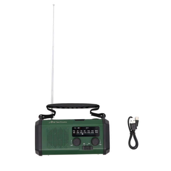 Radio Awaryjne Przenośne Solarne z Latarką, Lampką LED, SOS i Powerbankiem JB Tacticals (JB-09)