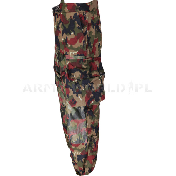 Spodnie Wojskowe Szwajcarskie Z Szelkami M70 Alpentarn Oryginał Demobil BDB