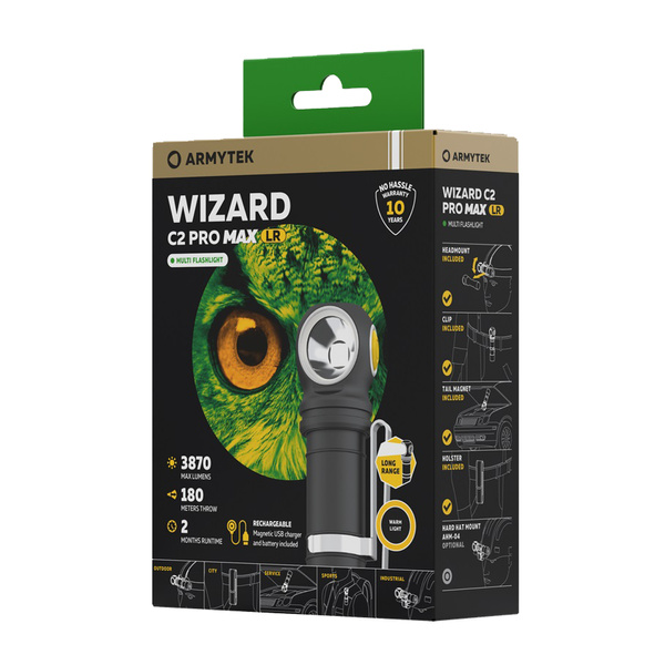 Latarka Czołowa Armytek Wizard C2 Pro Max LR 3870 lm Warm Magnet Czarna (F06702W)