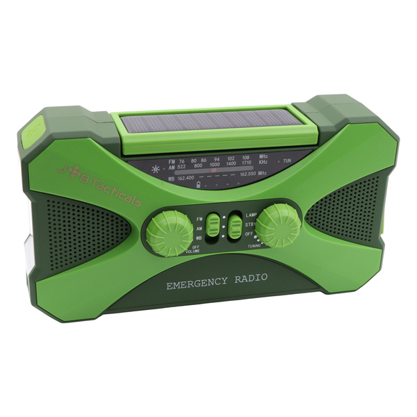 Radio Awaryjne Solarne z Latarką, Lampką LED, SOS i Powerbankiem JB Tacticals Zielone (JB-03)