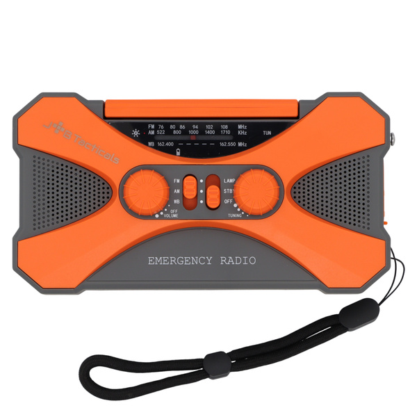Radio Awaryjne Solarne z Latarką, Lampką LED, SOS i Powerbankiem JB Tacticals Pomarańczowe (JB-03)