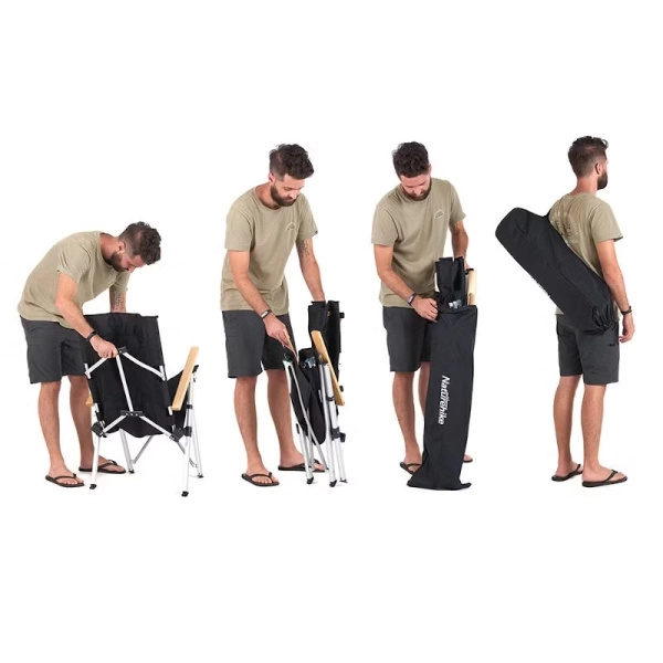 Krzesło Składane Turystyczne Deck Chair Naturehike Czarne (NH17T003)