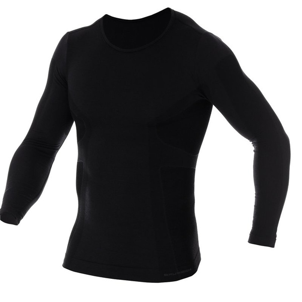 Men's Long Sleeve Shirt Comfort Wool Merino Brubeck Black