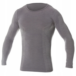 Koszulka Męska Z Długim Rękawem Comfort Wool Merino Brubeck Ciemnoszara (LS11600)