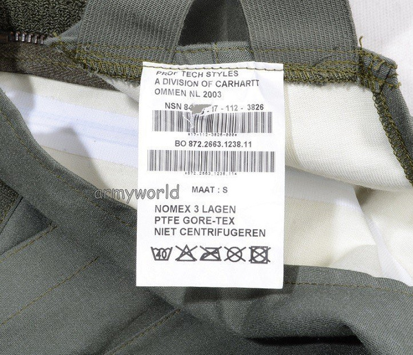 Trousers Nomex / Gore-tex Flame-retendant Waterproof Dutch Oliv Original Demobil