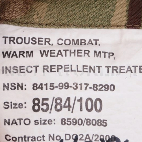 Spodnie Bojówki Brytyjskie Warm Weather Insect Repellent MTP Oryginał Demobil II Gatunek