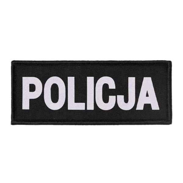 Naszywka Emblemat Na Mundur Policja 12,5 x 5 Odblask Czarny