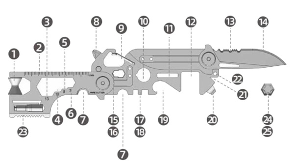 Multitool JB-09 17w1 + Etui JB Tacticals Czarny